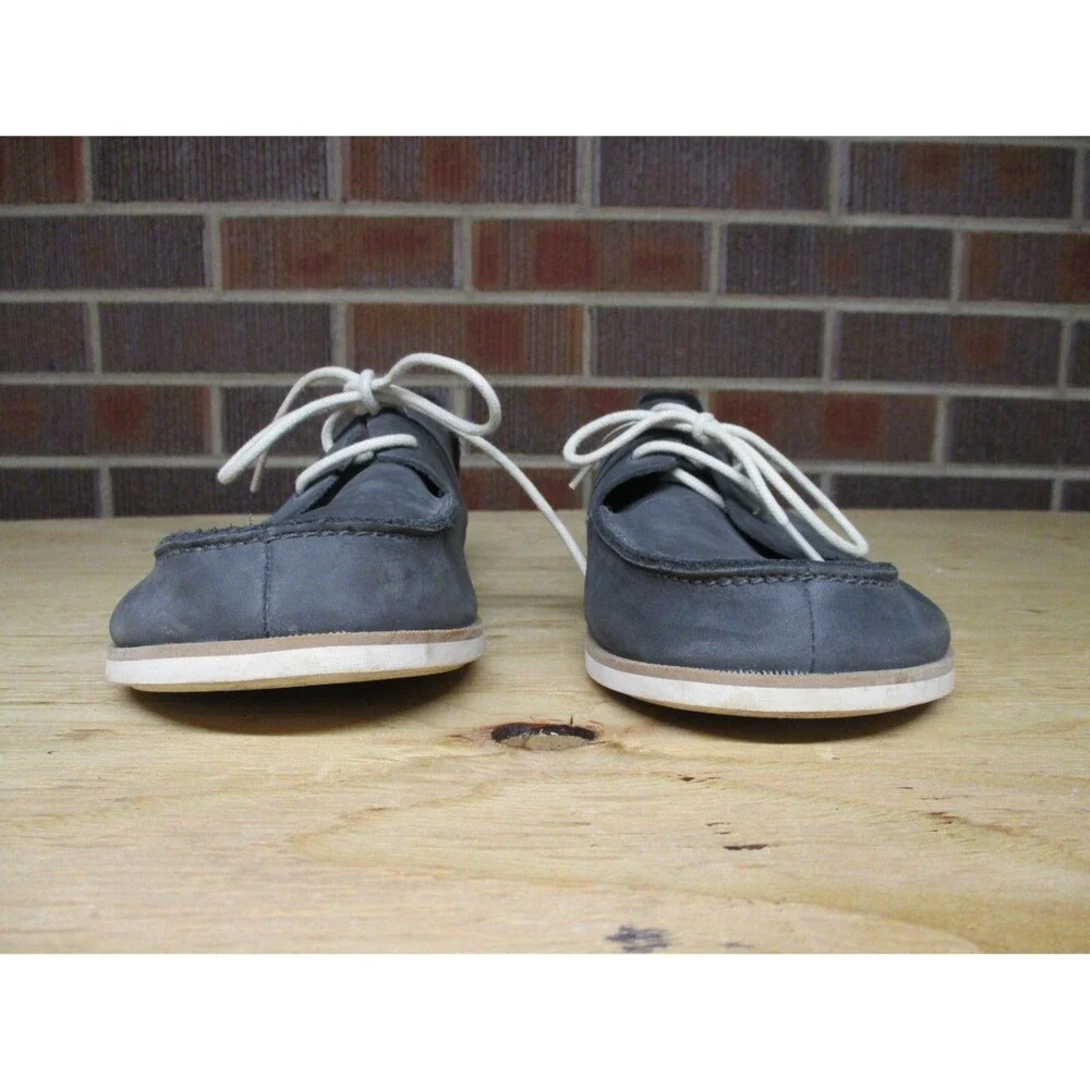 Olukai Men Holokai Gray Leather Boat Shoes Lace Up Casual 10279-6C6C Size 10